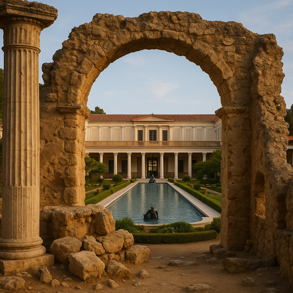 Generate a high-quality, relevant image prompt for an article about: Getty Villa Revealed: Stunning
